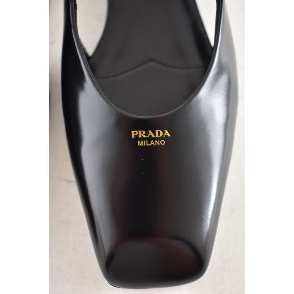 Prada Black Leather Square Toe Mary Jane Slingback Ballerina Ballet Flat 36 - Picture 10 of 16